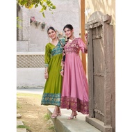 VICHITRA SILK ANARKALI GOWN WITH PATTU BORDER CAUSAL DINNER WEAR