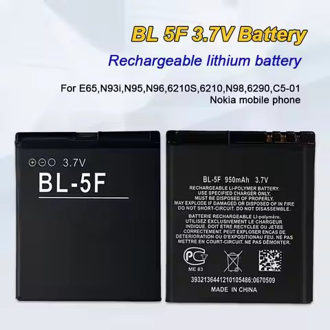 BL-5F Battery 950mAh BL 5F for Nokia Batteries E65 N93i N95 N96 N98 6290 6210S 6210n 6710NC5-01 BL5F
