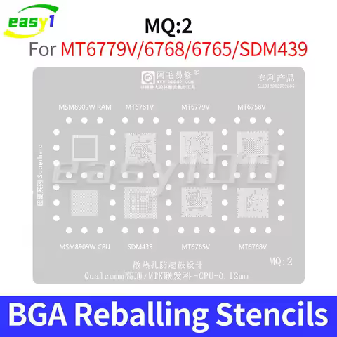 Amaoe MQ2 BGA Reballing Stencil for Qualcomm MTK Cpu MT6779V/6768/6765/SDM439/MSM8909W/CPU