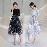EAGLELY Elegant Was Thin Annual Dinner Party Mid Length Evening Dress 2024 Luxury Formal Lace Temper