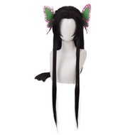 Kochou Kanae Cospaly Wig for Demon Slayer: Kimetsu no Yaiba,Black long Straight Costume Halloween Wi