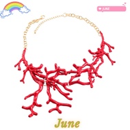 JUNE1 Red Coral Alloy Necklace, Coral Bohemia Exaggerated Coral Collars, Fashion Trendy Vintage Exag
