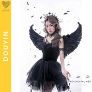 "Black Angel Wings: Halloween and Female Cosplay Accessories"