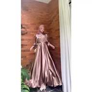 BISA COD - BEST SELLER KHALEEYA DRESS SILK WUDHU FRIENDLY SIZE M-XXL DRESS KONDANGAN - DRESS SATIN POLOS - DRESS BRIDESMAID - DRESS WISUDA - DRESS LAMARAN -DRESS PESTA