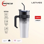LENYES LWB201 1.2 Liter Tumbler Grip Portable Stainless Steel Drinking Water Bottle Jumbo Handle Hea