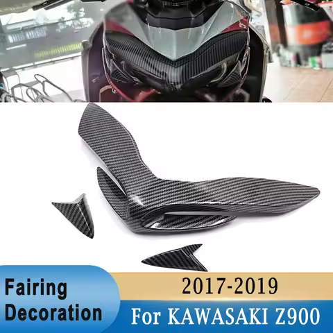 Motorcycle Front Fairing Decoration Wing Cover Trim Plastic Fit For Kawasaki Z900 2017-2019 Carbon F