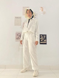 HL OUTER JIAN CROP / LIST PANTS WHITE (REALPICT)