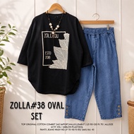 ZOLLA#38 OVAL SET FASHION LATEST WOMEN'S SUIT WITH MATRIAL COTTON COMBED 24S MIX WASHED JEANS THAT H