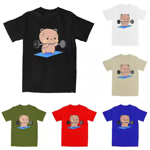 Men Cute Cartoon Bubu Dudu T Shirts Pure Cotton Top Tees Y2K Casual Short Sleeve T-Shirt O Neck Loos