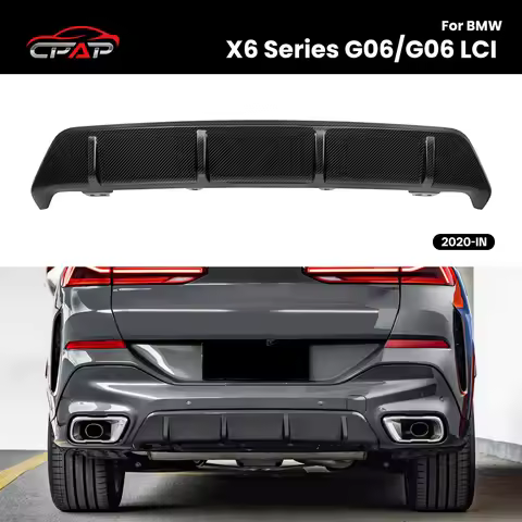 Real Dry Carbon Fiber Rear Bumper Diffuser Lip Splitter for BMW X6 Series G06/G06 LCI MP Style 2020-