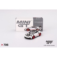 MINI GT #706 Porsche 911 (992) GT3 RS Weissach Package White with Pyro Red