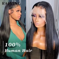 RAISING Transparent Lace Wigs Glueless Bone Straight Lace Front Wig Human Hair Lace Frontal Wigs For