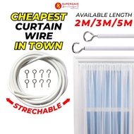 SUPERSAVE Curtain Stretch Wire White Curtain Wire 2M/3M/5M Hanging Arts Clothes Curtains Wayar Dawai