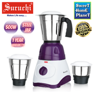 SURUCHI RessQ 500 Watts Electric Mixer Grinder Blender 3 Stainless Steel Jar 3 Speed Motor - 1 Year