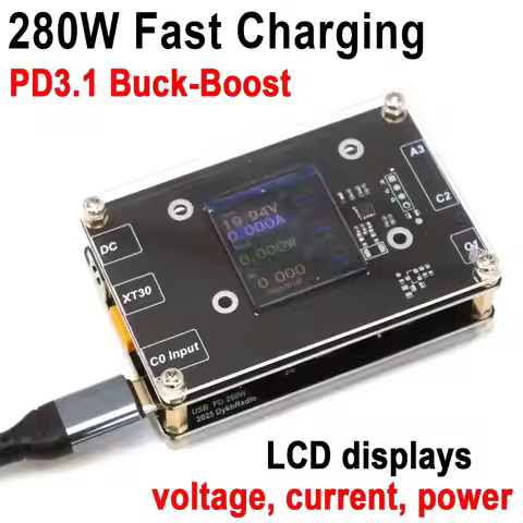 280W Buck-Boost PD3.1 Fast Charging LCD Display PD TYPE-C 140W Car Charger XT30 Battery DC Power TO 
