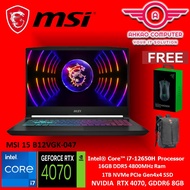 MSI 15 B12VGK-047 15.6'' FHD 144Hz Gaming Laptop ( I7-12650H, 16GB, 1TB SSD, RTX4070 8GB, W11 )