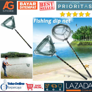 (DIJAMIN ORI) Jaring Pancing Penangkap Ikan Triangle Shape with Rod 1.5M Multifungsi / jaring panciu
