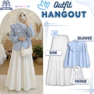 Ria 3 In 1 Outfit Set (Blouse, Layered Skirt, Pashmina Hijab) Korean Hijab Women's Clothing Set S80