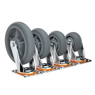 S/🔐Universal Wheel Wheel Collection3456Inch Heavy Rubber Silent Wheel Fixed Steering Trolley Platform Trolley Trailer Fo