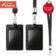 1 PC PU Leather ID Card Holder Work Card Access Card Holder Meal Card Easy Snap Stretch Card Holder