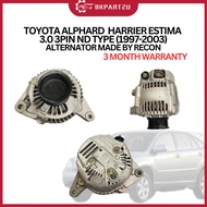 TOYOTA ALPHARD  HARRIER ESTIMA 3.0 3PIN ND TYPE (1997-2003) ALTERNATOR MADE BY RECON 3 MONTH WARRANT