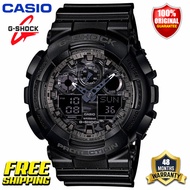 New 100% Original Casio G-Shock GA100 Men Sport Watch Dual Time Display 200M Water Resistant Shockproof and Waterproof World Time LED Auto Light Gshock Man Boy Sports Wrist Watches 4 Years Warranty GA-100CF-1A Black Grey (Ready Stock and Free Shipping)