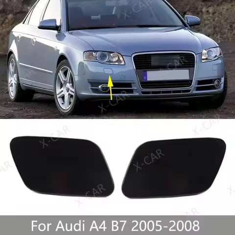 2PCS For Audi A4 B7 2005-2008 Front Bumper Headlight Headlamp Washer Nozzle Cover Lid Water Spray Ca