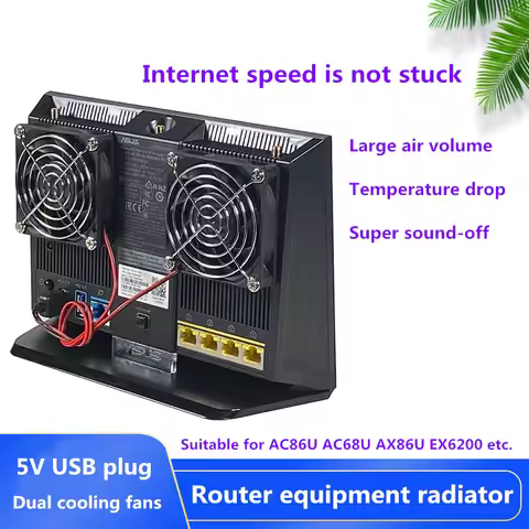 Dual fan high air volume ultra-quiet 5V usb plug cooling fan suitable for RT-AC68U AC86U EX6200 Wire