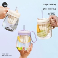 AKS Large Capacity Glass Tea Infuser Bottle with Straw | Tea Strainer Water Cup Aesthetic Design for