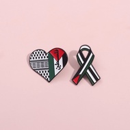 ''Palestine Heart Badge'' Enamel Brooch Fashion Clothing Accessories School Bag Badge Gift for Frien