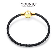YOUNIQ 16cm / 18cm Leather Charm Bracelet with YOUNIQ Box - Gold & Black