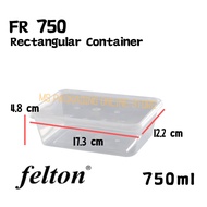 (750ml)Microwavable Rectangular Container FR750 (50setΒ±) Disposable Plastic Food Container / Felton