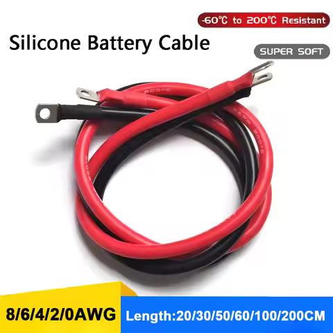 Battery Connection Cable 8/6/4/2/0 AWG Super Soft Silicone Wire with Lug for Car Inverter,UPS,Batter