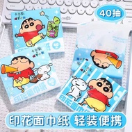 现货✨蜡笔小新印花抽纸 Shin Chan Pocket Tissue Soft 便携小包纸巾便携式餐巾纸学生卫生纸面巾纸 Portable Facial Printed Cartoon Kids