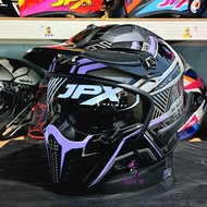 JPX MX 726R HELMET MX10 BLACK PURPLE FACE MODULAR MOTIF ORIGINAL SNI Helmet Full Face