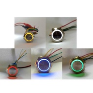 [kwbyle] 220V LED illuminated 250V 5A Self-Lock Push Button Switch with Wire Adaptor
