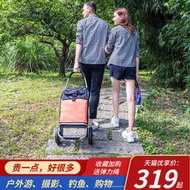 致麗生活帶坐椅購物車買菜車小拉車防水可摺疊拉桿車可攜式推車