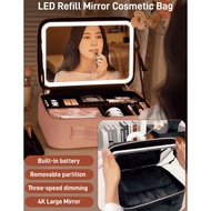 LED light cosmetic storage box with mirror Stylish travel storage box