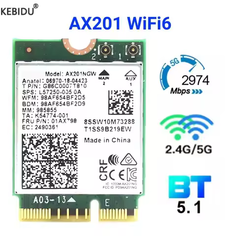Dual band 2.4Gbps Wi-Fi 6 AX201 AX201NGW 802.11ax/ac Wifi module NGFF M.2 CNVio2 Bluetooth 5.1 Netwo