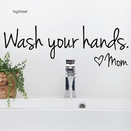 HHEL_Wash Your Hands Wall Sticker Home Bathroom Kitchen Mirror Decal Art Mural Decor
