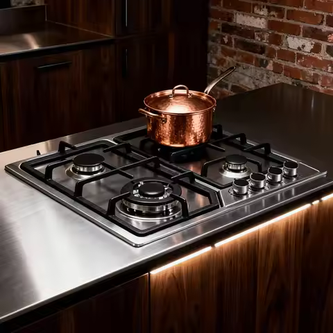 3.3KW Stainless Steel 4 Burner Gas Stove Embedded Dual Purpose Stove Optional Flameout Protection St