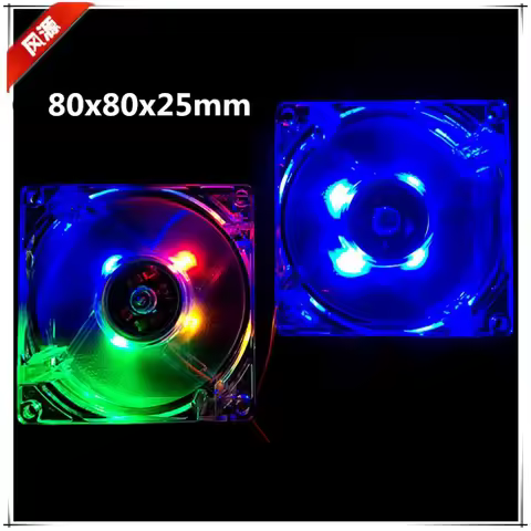 New 8025 80MM 80x80x25mm Led Cooling Fan With Multicolor And Blue Computer Case Fan With 3PIN 4D Con