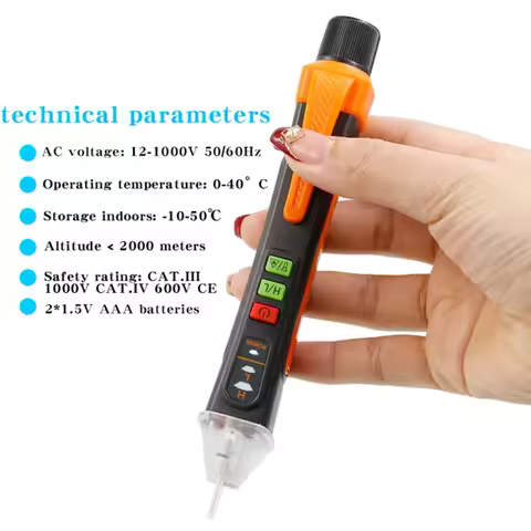 NJTY T02A Multifunction Non-Contact High Voltage Induction Tester, Live/Neutral Wire Detector, House