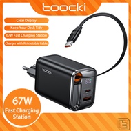 Toocki PD67W GAN Fast Charger Type C USB Fast Adapter With a Retractable Cable QC4.0 PD3.0 AFC FCP P