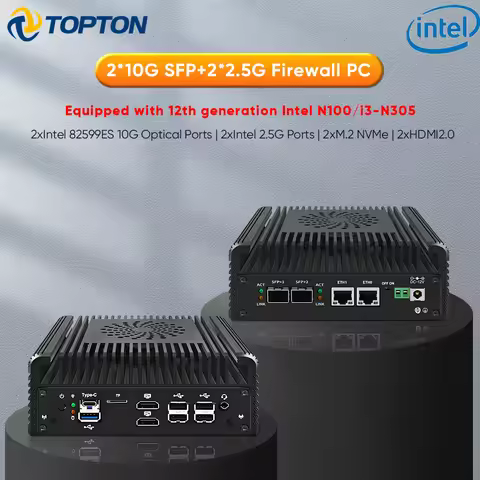 X4H Firewall Mini PC 2x10G SFP+ 2x i226-V 2.5G Lan Intel Core 3-N355 N305 N150 N100 Soft Routing 2xN
