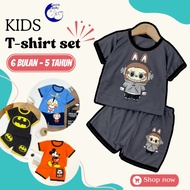 CantikBaby Malaysia Seller Kids T Shirt BOY Set Short Sleeve+Short Pants Budak Lelaki Perempuan Baju