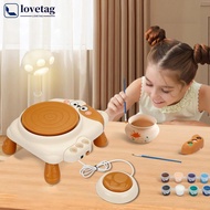 LOVETAG USB Electric Pottery Wheel Machine Mini Pottery Making Machine DIY Craft Ceramic Clay Pottery Kit With Pigment Clay Kids Toy C1X6