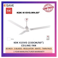 KDK FAN K15VO 3 Blades Regulator CEILING FAN 60" WHITE colour K15V0.WH.60"