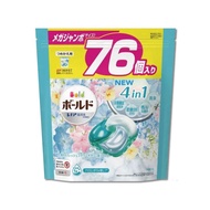 【日本P&amp;G Bold】新4D炭酸機能4合1強洗淨2倍消臭柔軟花香洗衣凝膠球 76顆/袋 白葉花香(水藍)