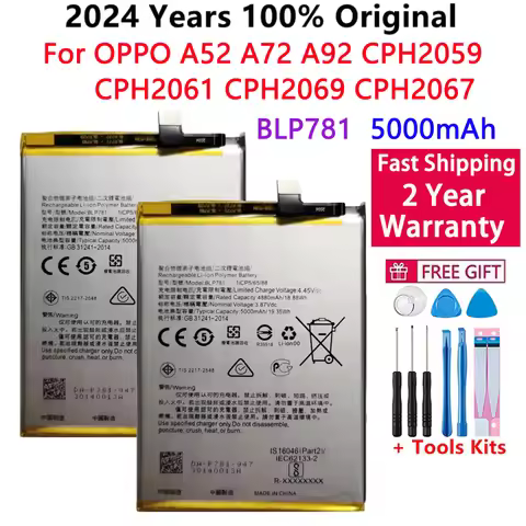 100% Original High Quality BLP781 5000mAh Replacement Battery For OPPO A52 A72 A92 CPH2059 CPH2061 C